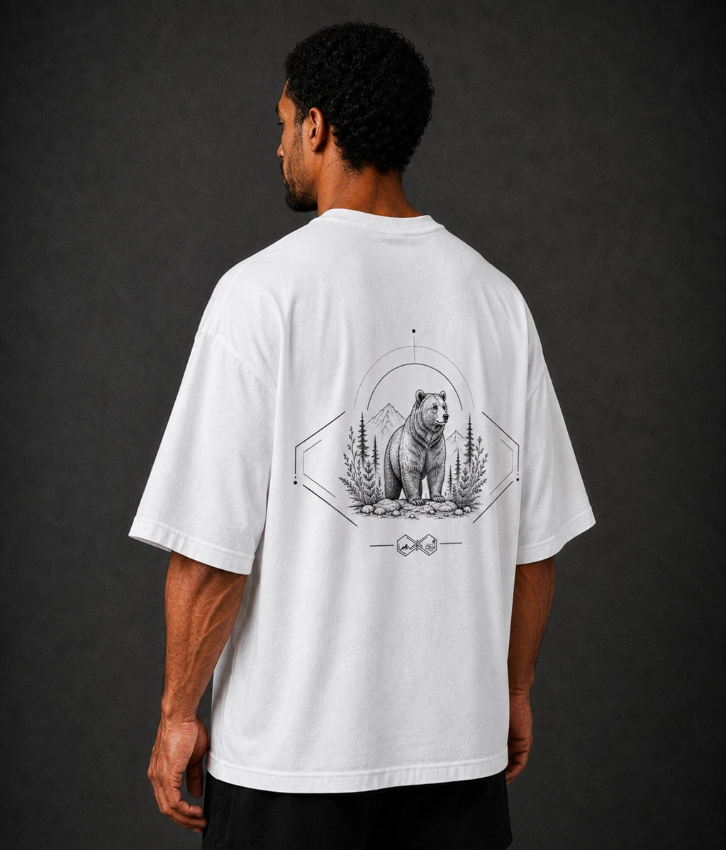 Bear Wildlife Graphic T-Shirt White Unisex Left view