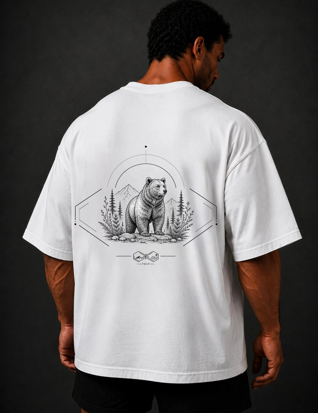 Bear Wildlife Graphic T-Shirt White Unisex Right view