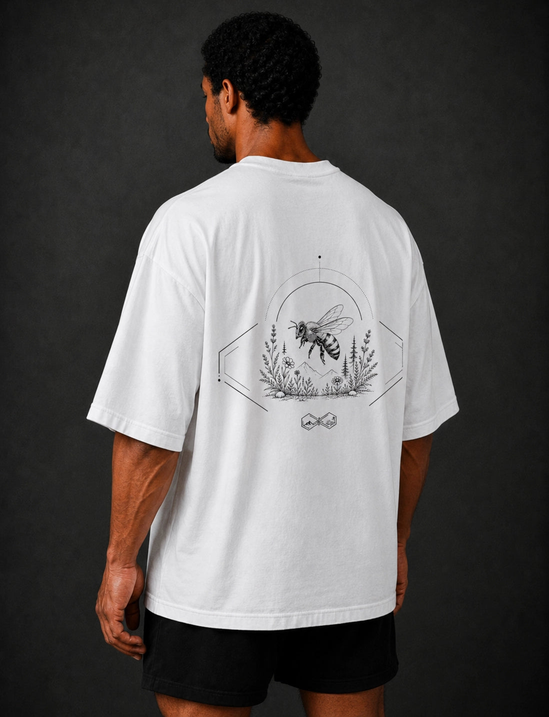 Bee Wildlife Graphic T-Shirt White Unisex Left View