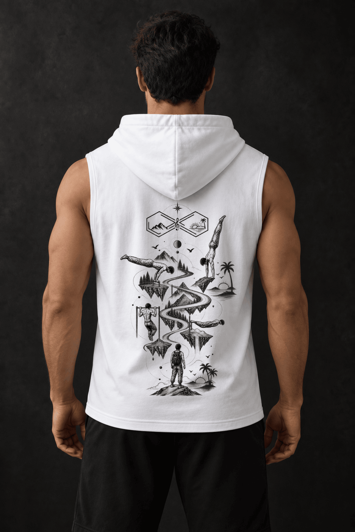 Built Through Movement Wild Calisthenics Graphic Hoodie White Back View