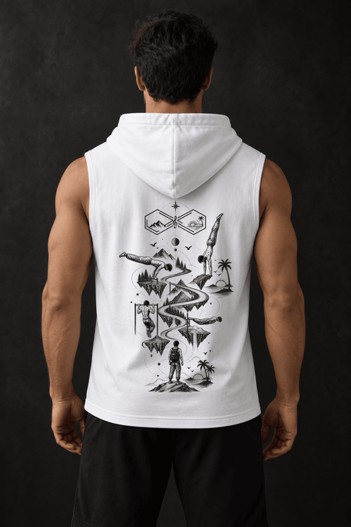 Built Through Movement Wild Calisthenics Graphic Hoodie White Back View