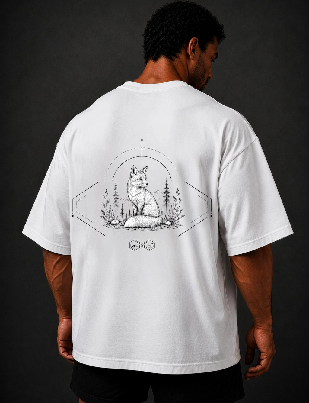 Fox Wildlife Graphic T-Shirt White Unisex Right look