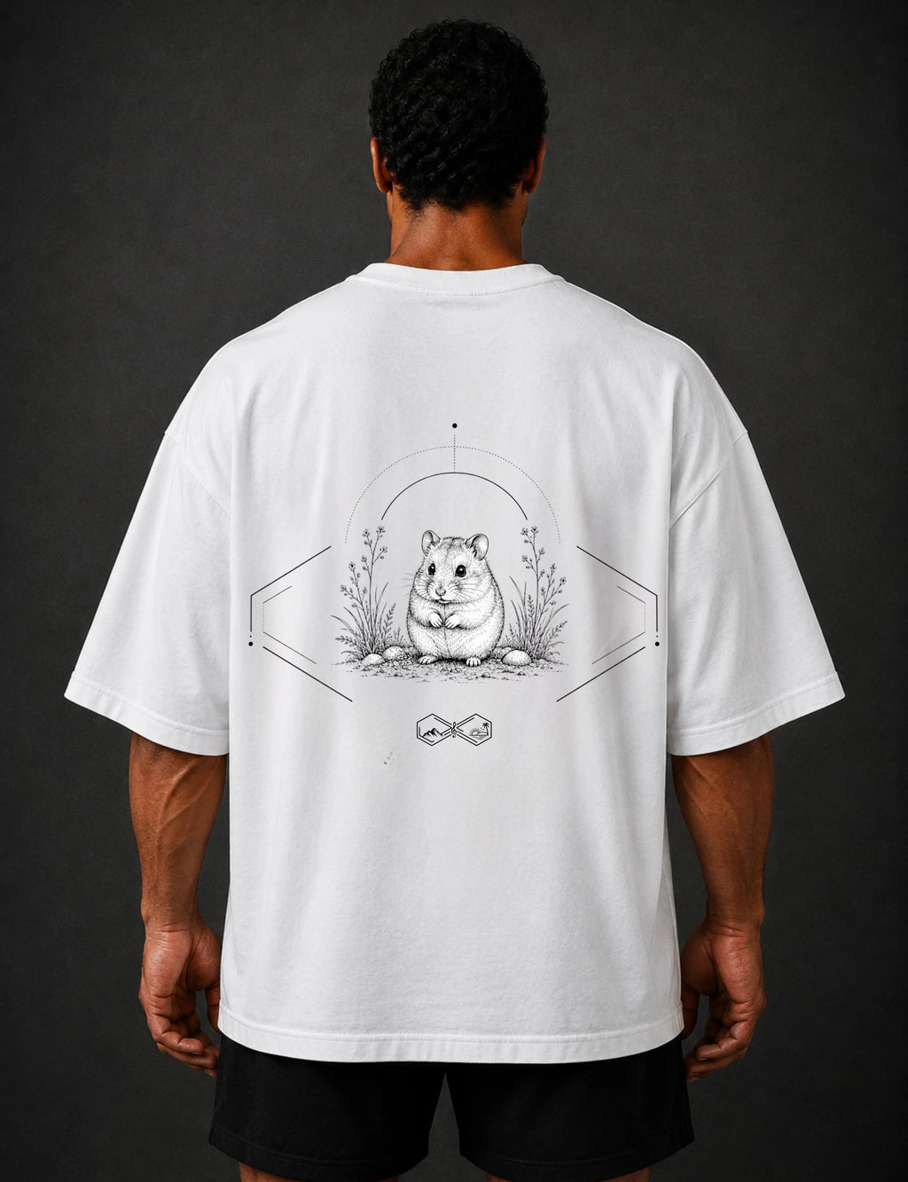 Hamster Wildlife Graphic T-Shirt White Unisex back view