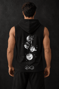 Journey Between Opposite Worlds Infinity Trip Sleeveless Hoodie Black Back View
