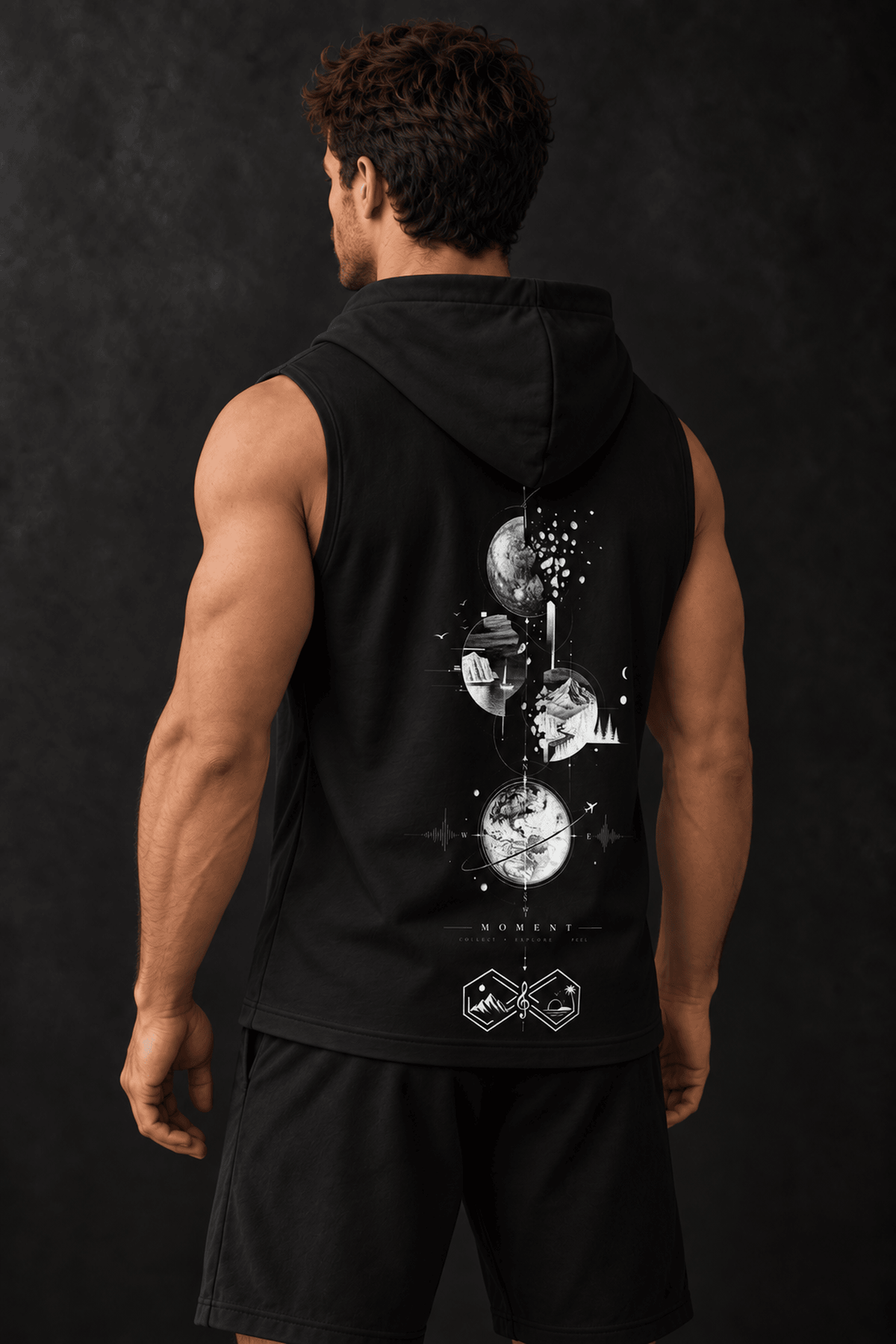 Journey Between Opposite Worlds Infinity Trip Sleeveless Hoodie Black Left View