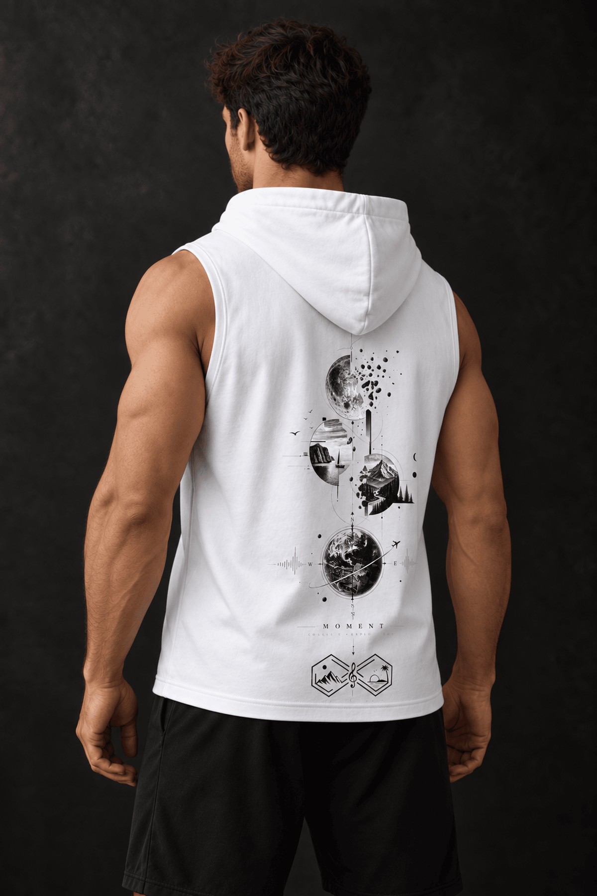 Journey Between Opposite Worlds Infinity Trip Sleeveless Hoodie White Left View