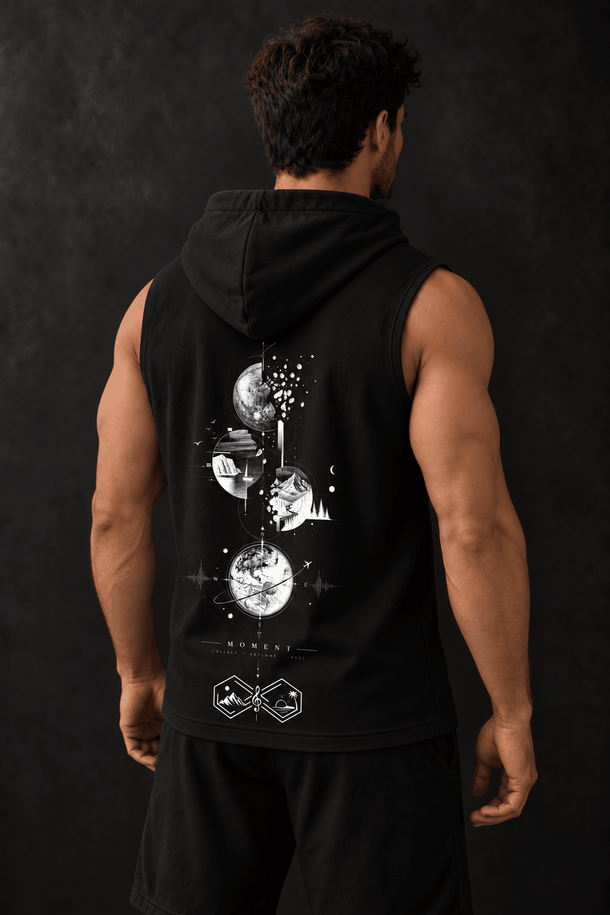 Journey Between Opposite Worlds Infinity Trip Sleeveless Hoodie black Right View