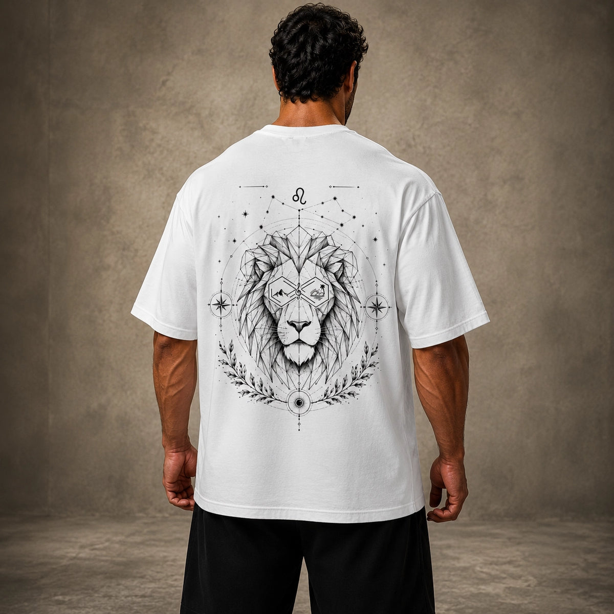 Leo Zodiac oversized graphic T-Shirt White, back view