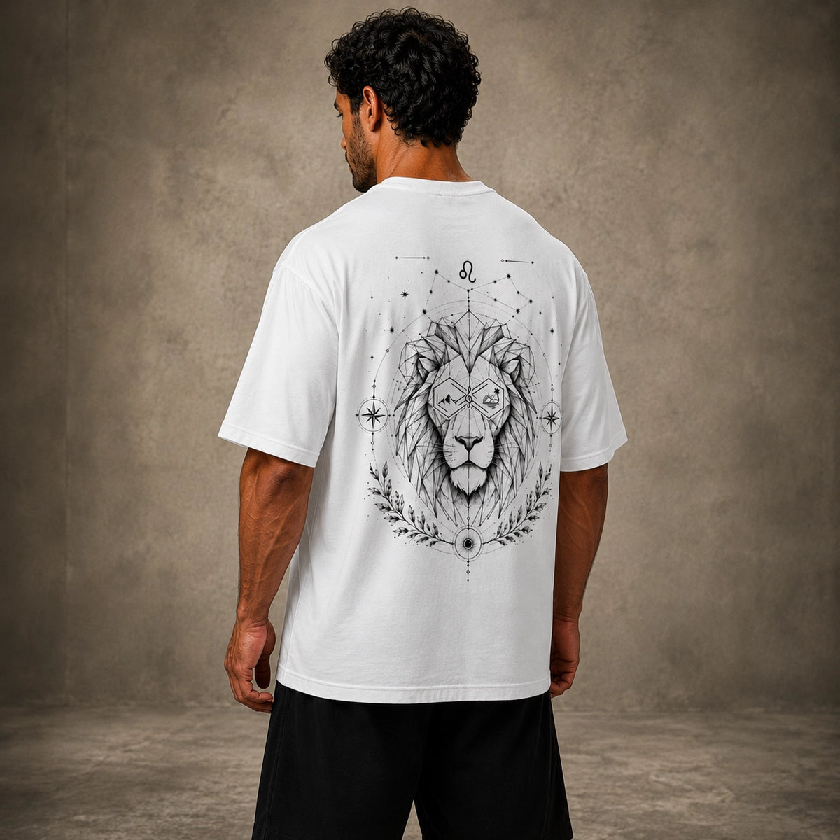 Leo Zodiac Oversized Graphic T-Shirt Unisex White Tee Right