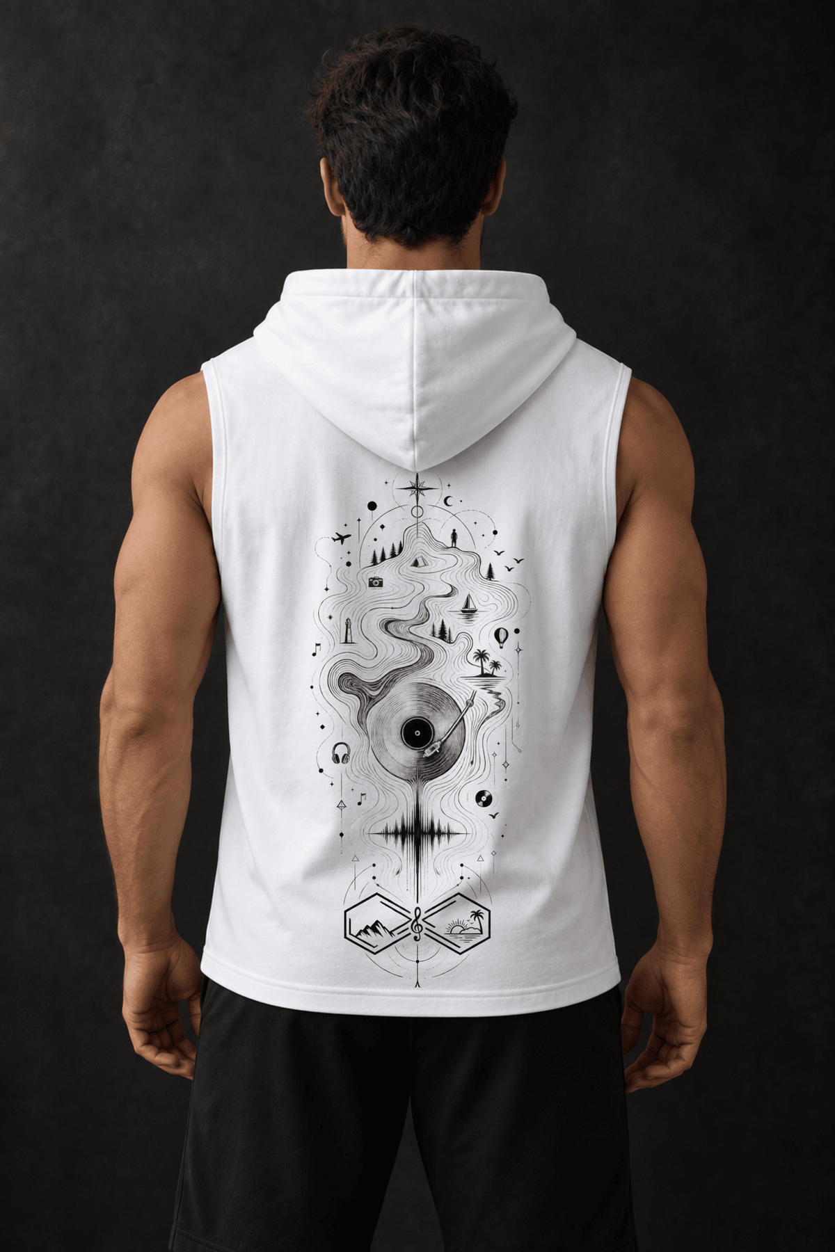 Rhythm Endless Journeys Infinity Trip Sleeveless Hoodie White Back View