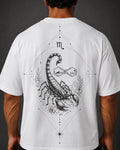 Scorpio Zodiac Oversized Graphic T-Shirt-Unisex White Tee Front
