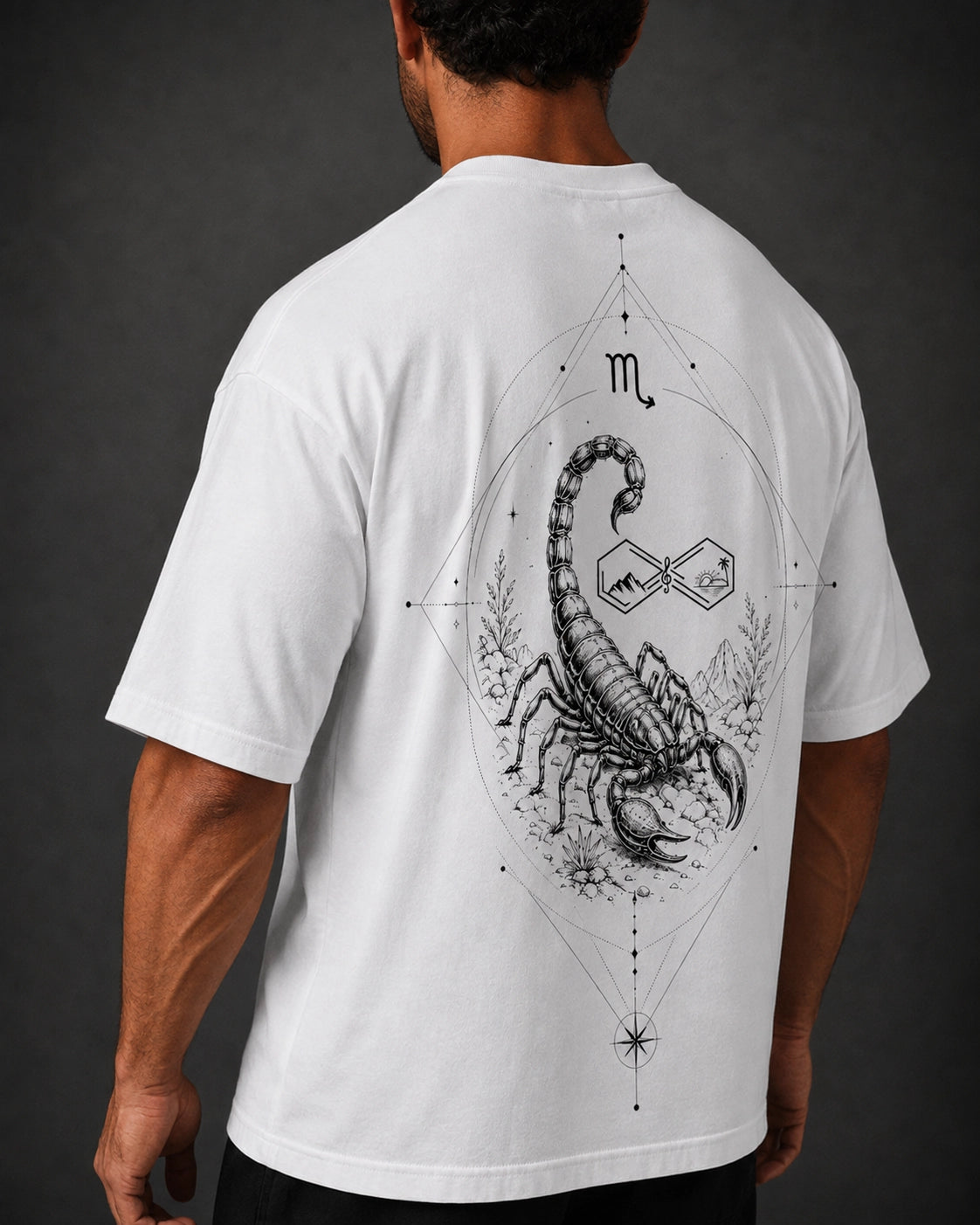 Scorpio Zodiac Oversized Graphic T-Shirt-Unisex White Tee Right