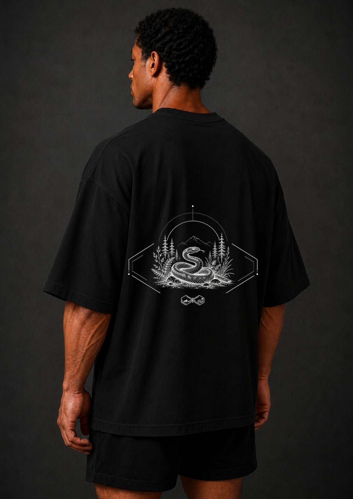 Snake Wildlife Graphic T-Shirt Black Men Right