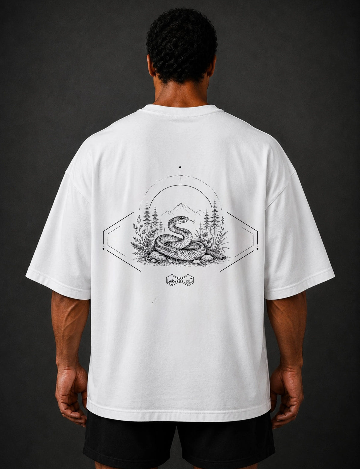 Snake Wildlife Graphic T-Shirt White Unisex back view