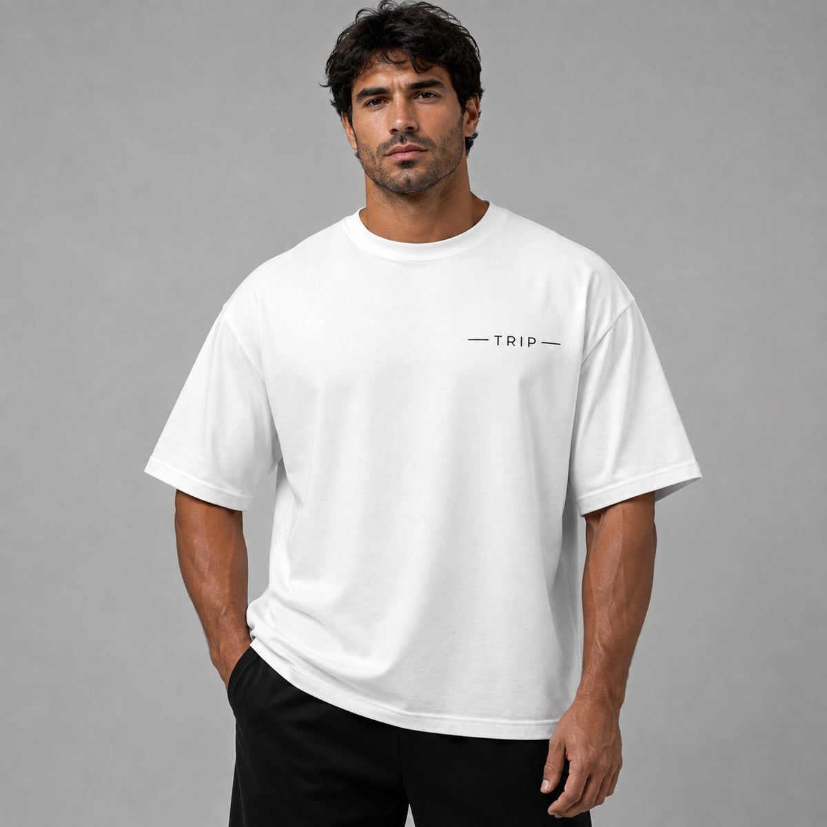 Zodiac Oversized Graphic T-Shirt - Man White Tee front  view